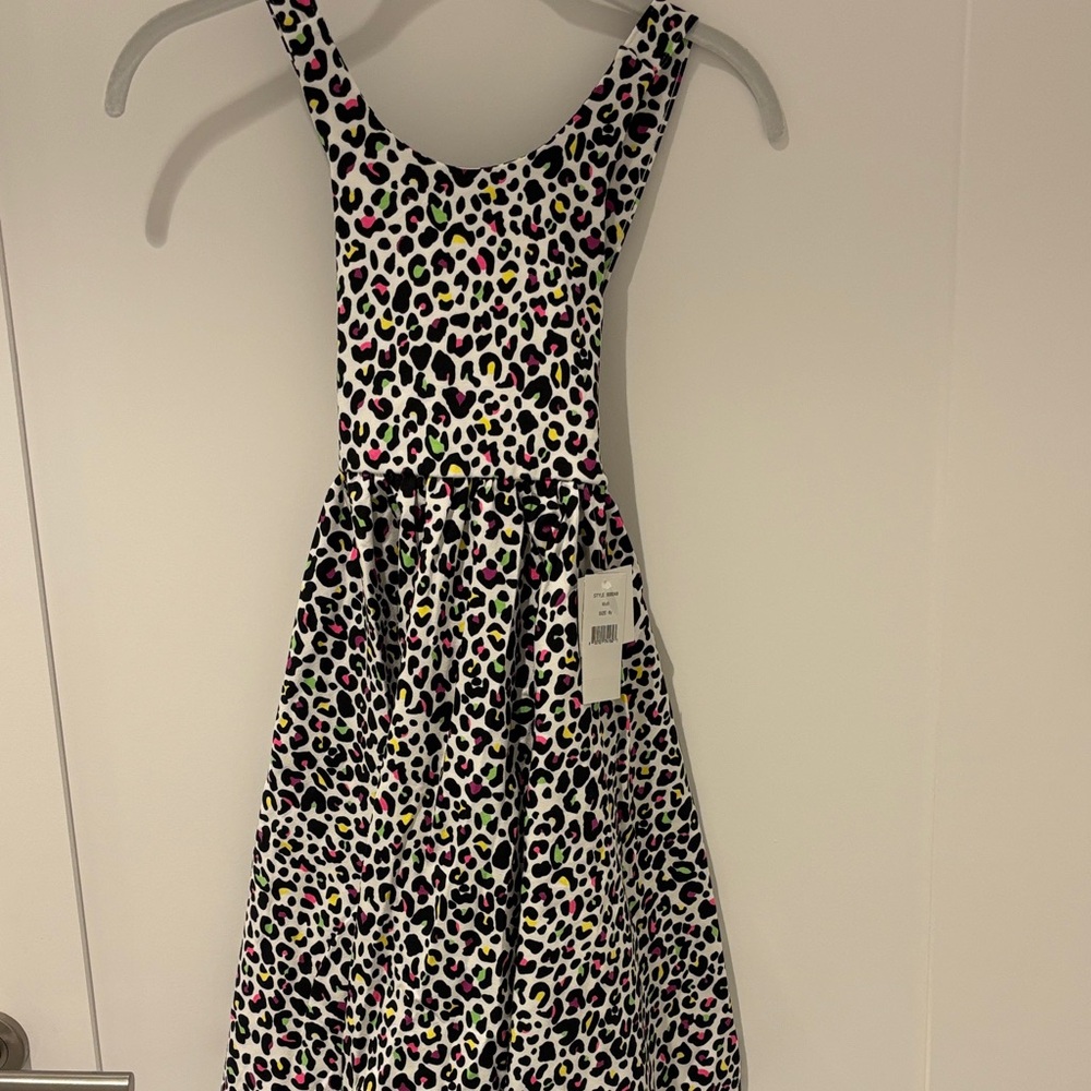 Worthy Threads Neon Leopard Cross-Back Twirly Dress NWT Size 8Y